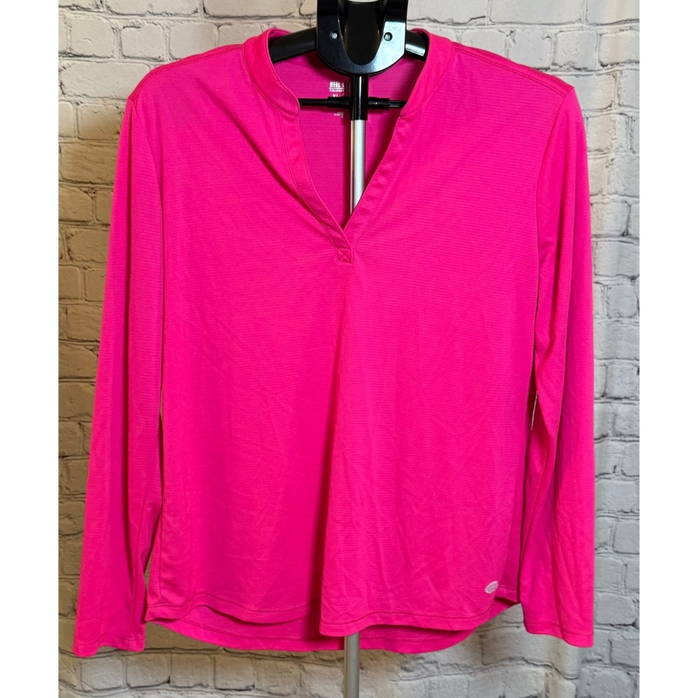 Reel Legends Freeline Hot Pink Performance V-Neck Long Sleeve Shirt Womens XL